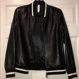 Black Sequin Bomber Jacket